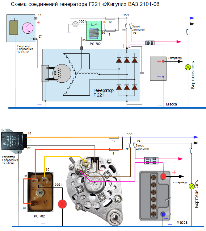 схема генератора на классику ВАЗ 2106